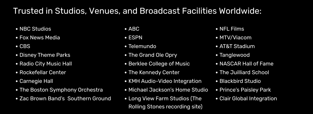 Audio Accessories Past Clients